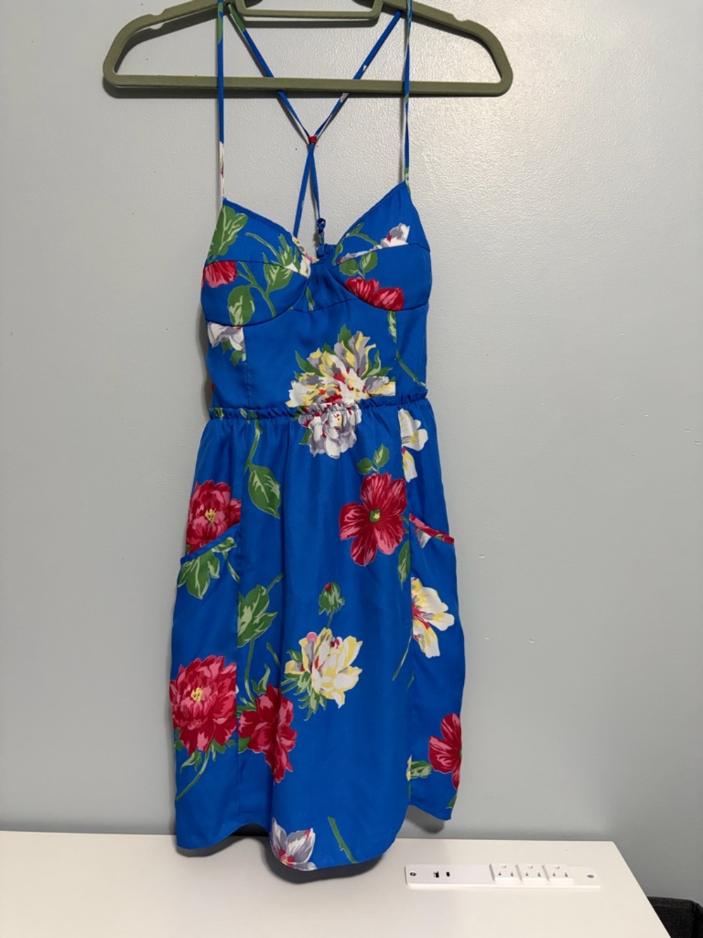 American Eagle Outfitters Royal Blue Floral Sundress